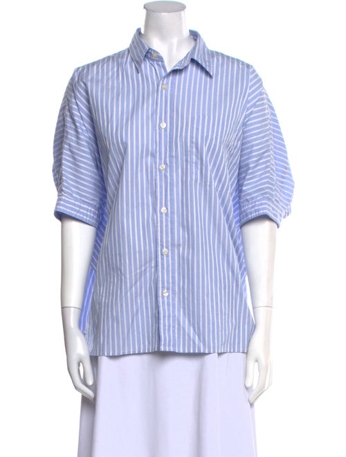 R13 Striped Short Sleeve Button-Up Top