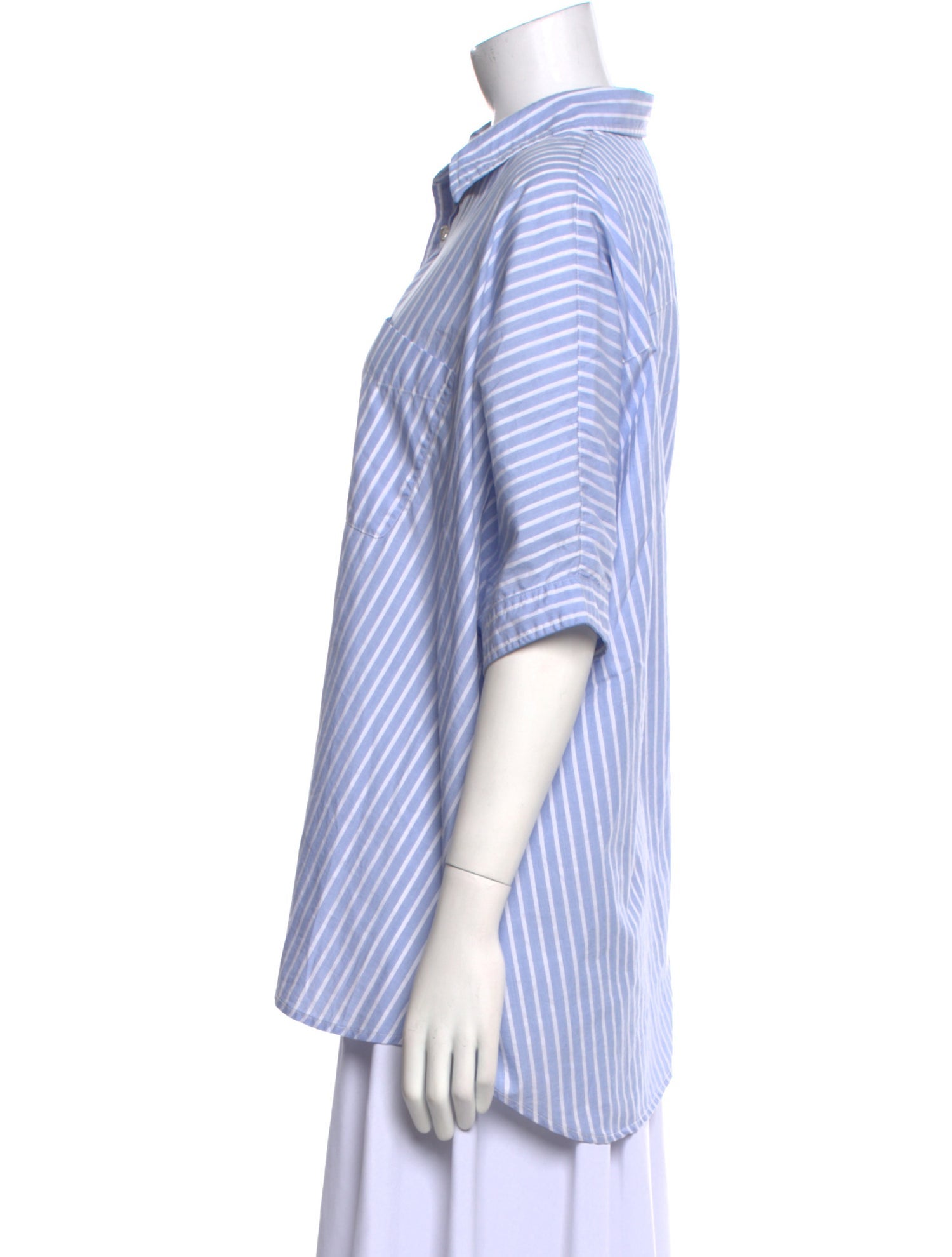 R13 Striped Short Sleeve Button-Up Top