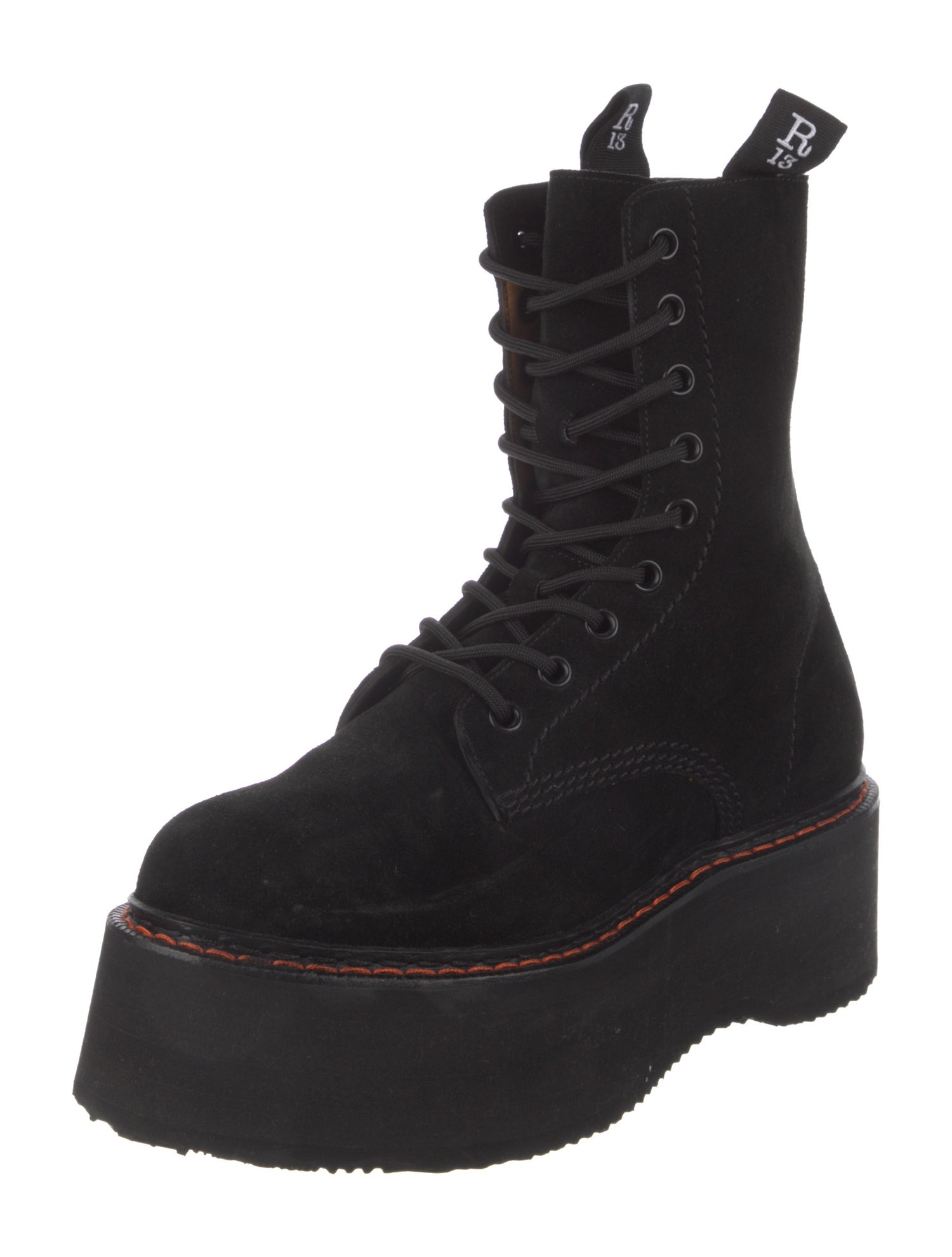 R13 Suede Distressed Accents Combat Boots