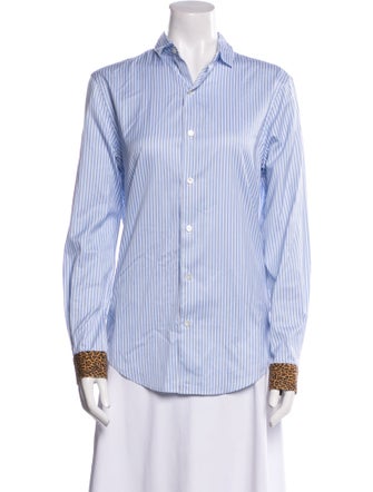 R13 Striped Long Sleeve Button-Up Top