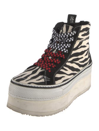 R13 Canvas Animal Print Wedge Sneakers