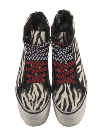 R13 Canvas Animal Print Wedge Sneakers