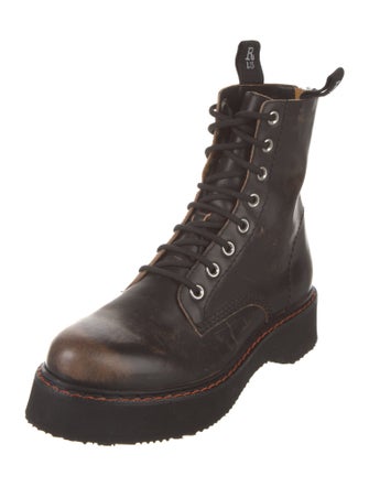 R13 Leather Distressed Accents Combat Boots