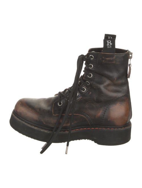 R13 Leather Grosgrain Trim Combat Boots