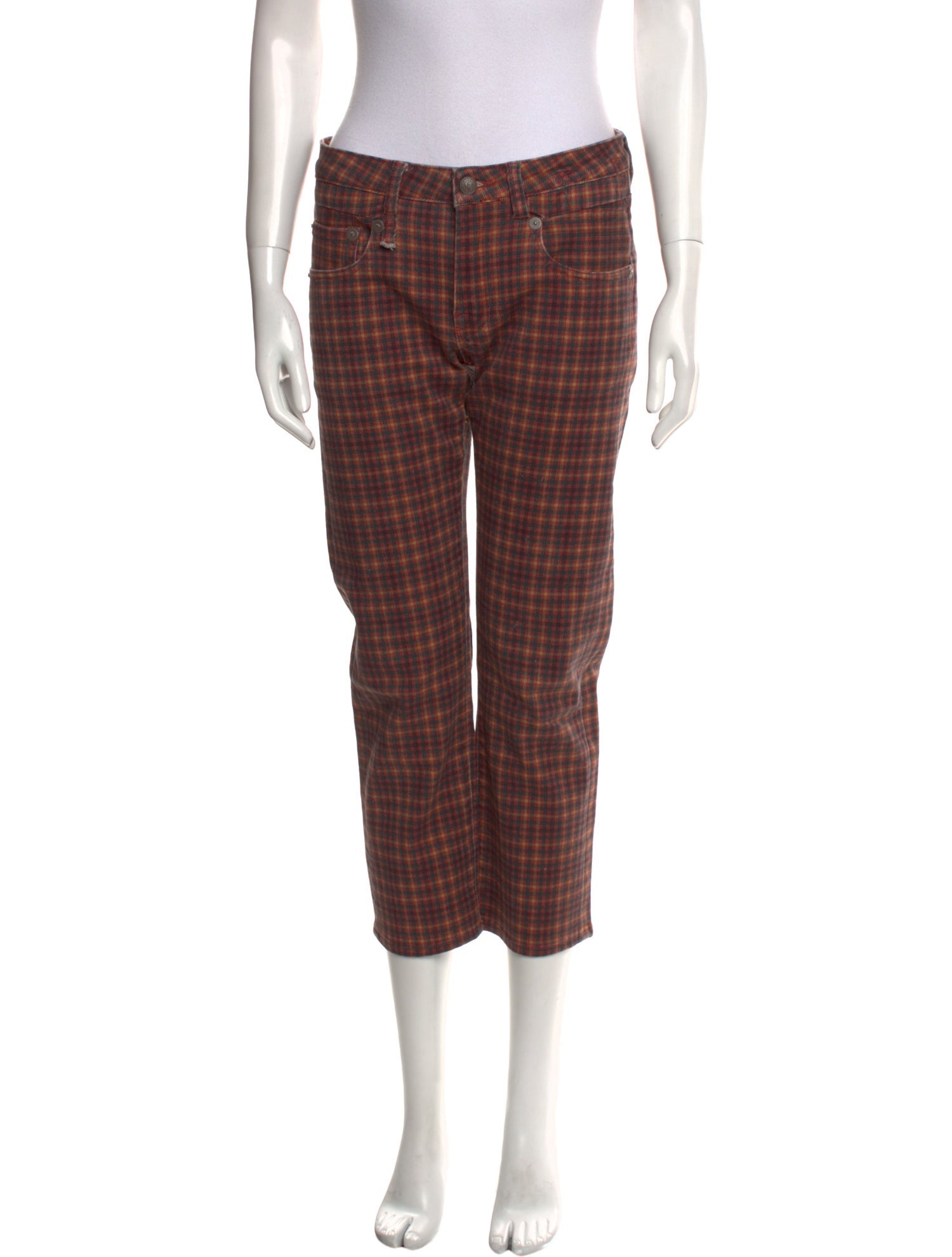 R13 Plaid Print Straight Leg Pants