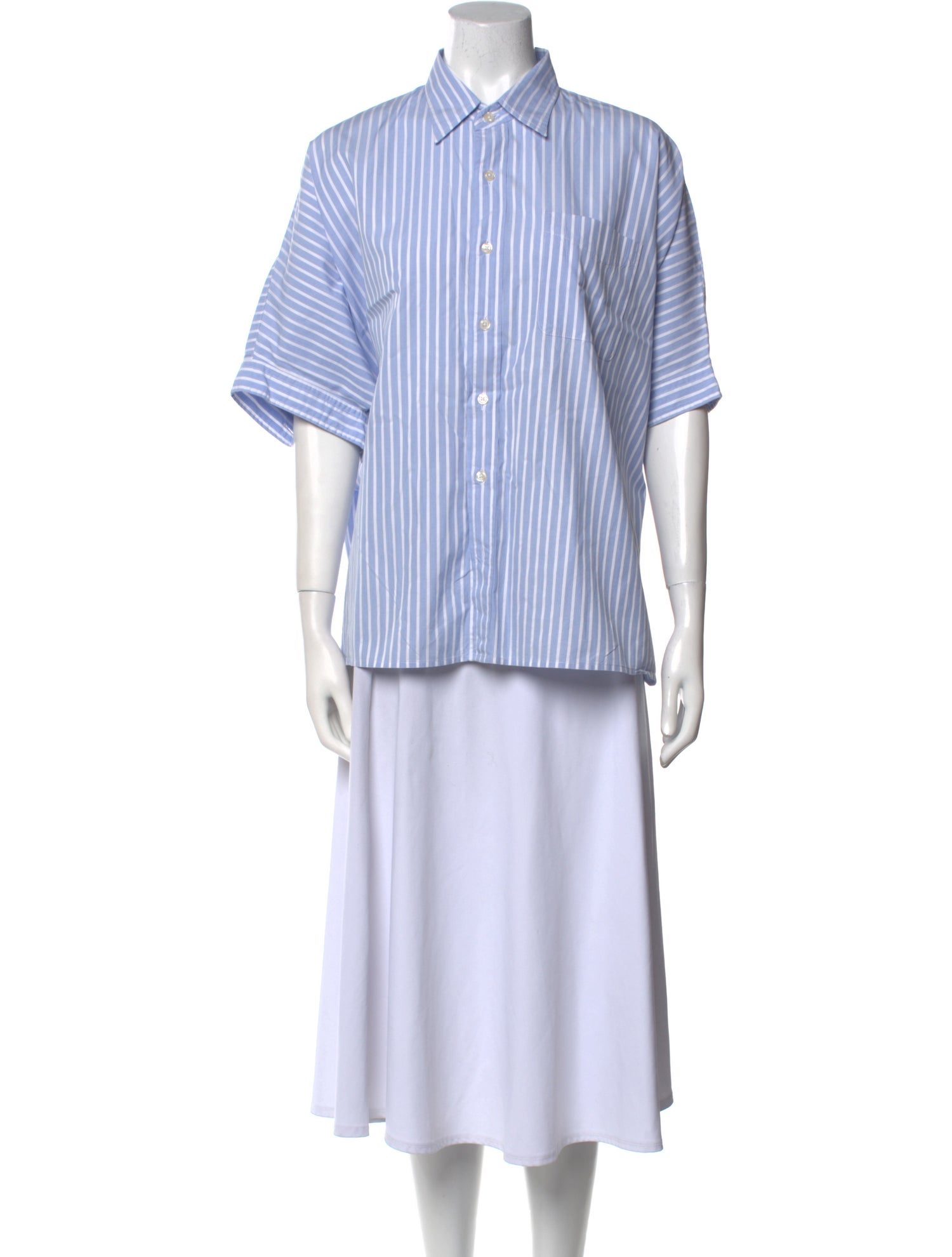 R13 Striped Short Sleeve Button-Up Top