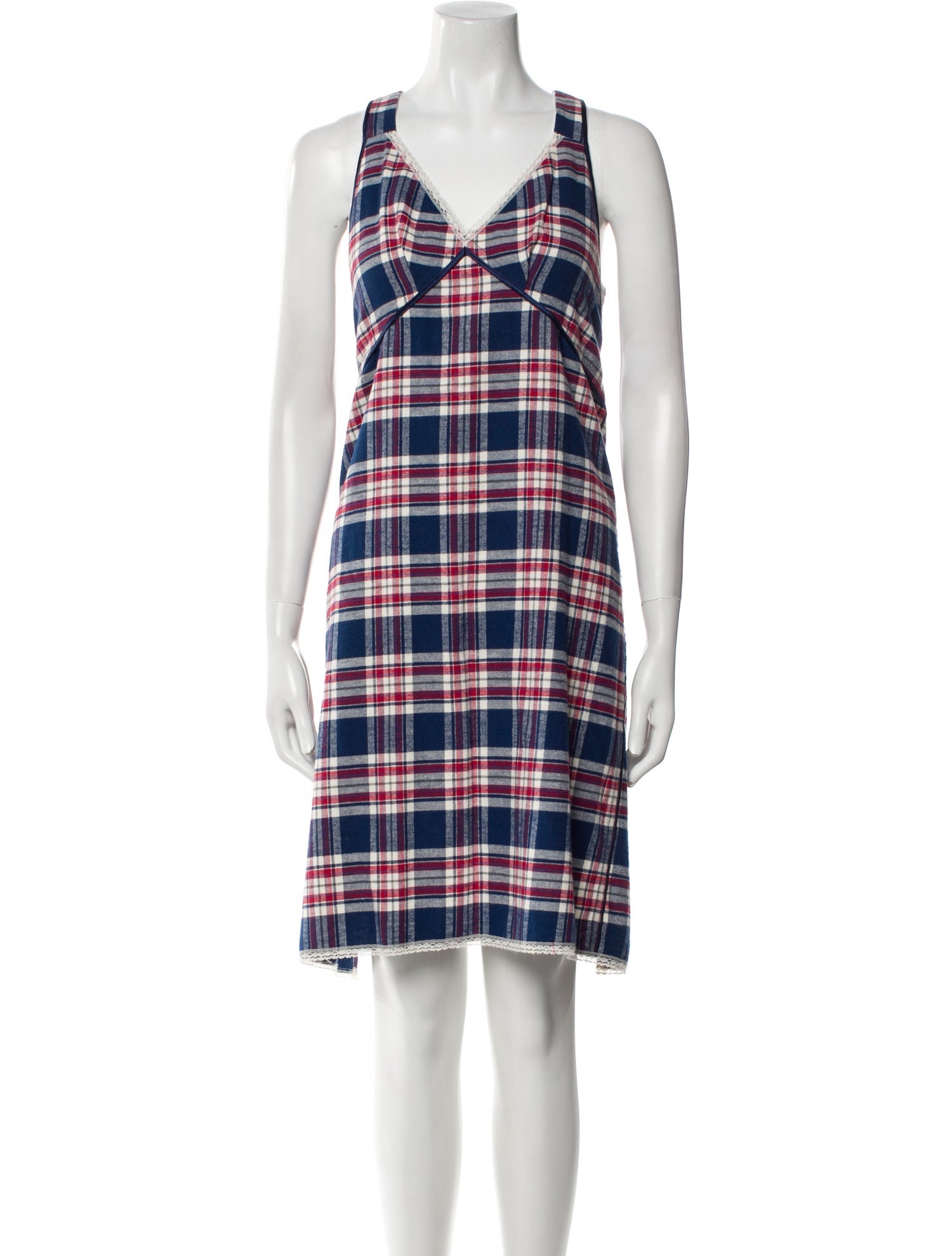 R13 Plaid Print Knee-Length Dress