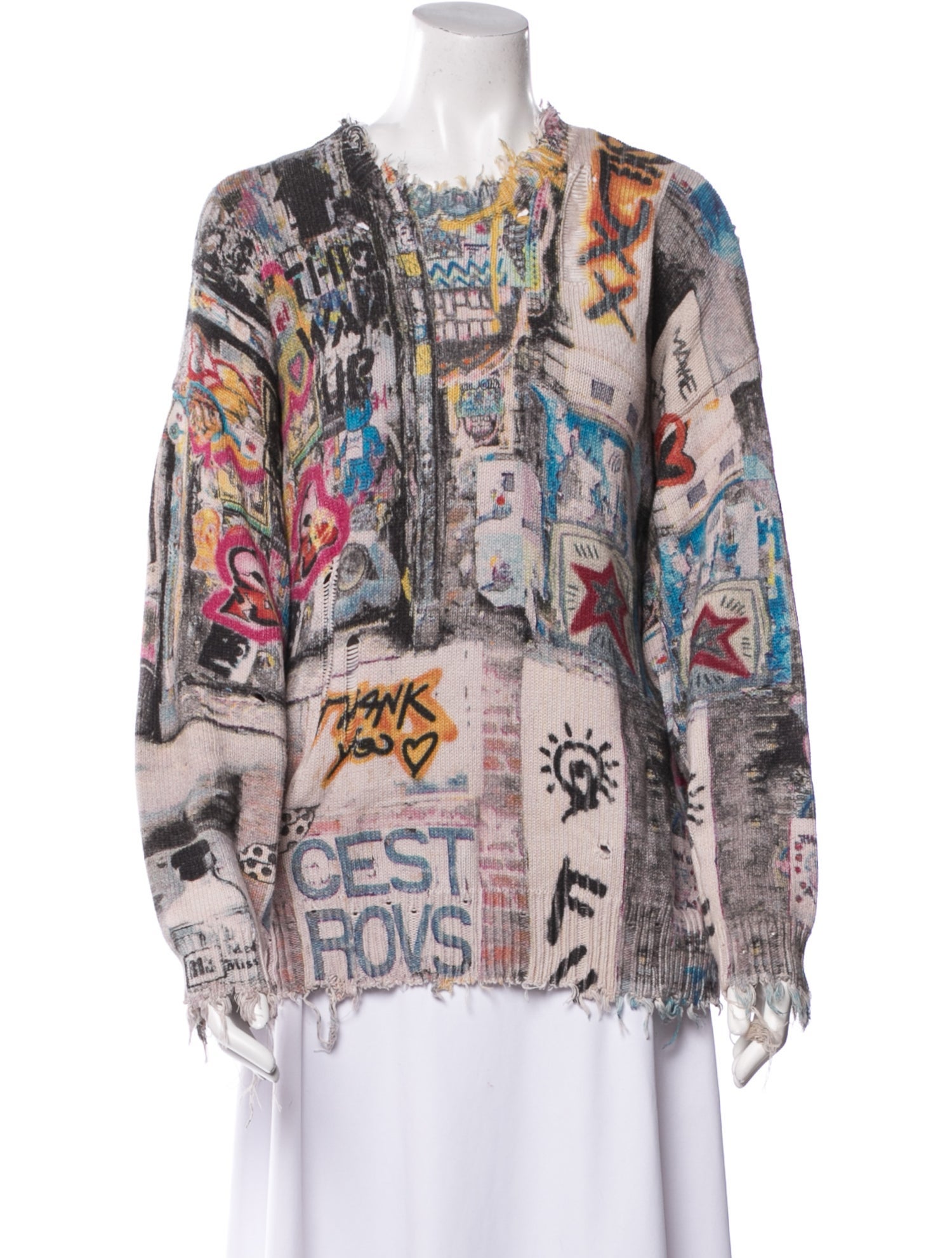 R13 Printed Crew Neck Sweater