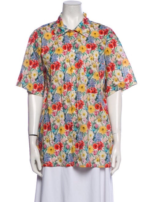R13 Printed Short Sleeve Button-Up Top
