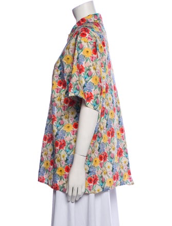 R13 Printed Short Sleeve Button-Up Top