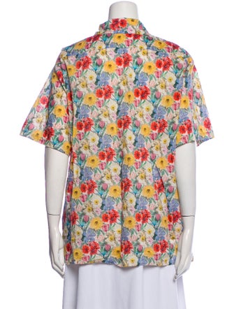 R13 Printed Short Sleeve Button-Up Top