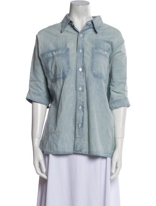 R13 Three-Quarter Sleeve Button-Up Top