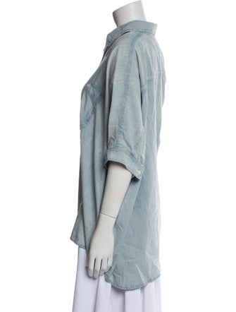 R13 Three-Quarter Sleeve Button-Up Top