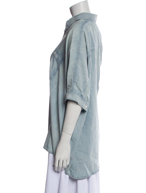 R13 Three-Quarter Sleeve Button-Up Top