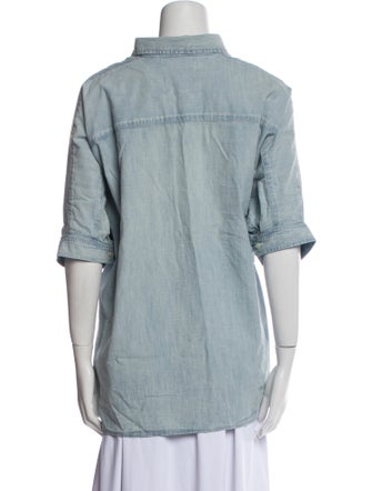 R13 Three-Quarter Sleeve Button-Up Top