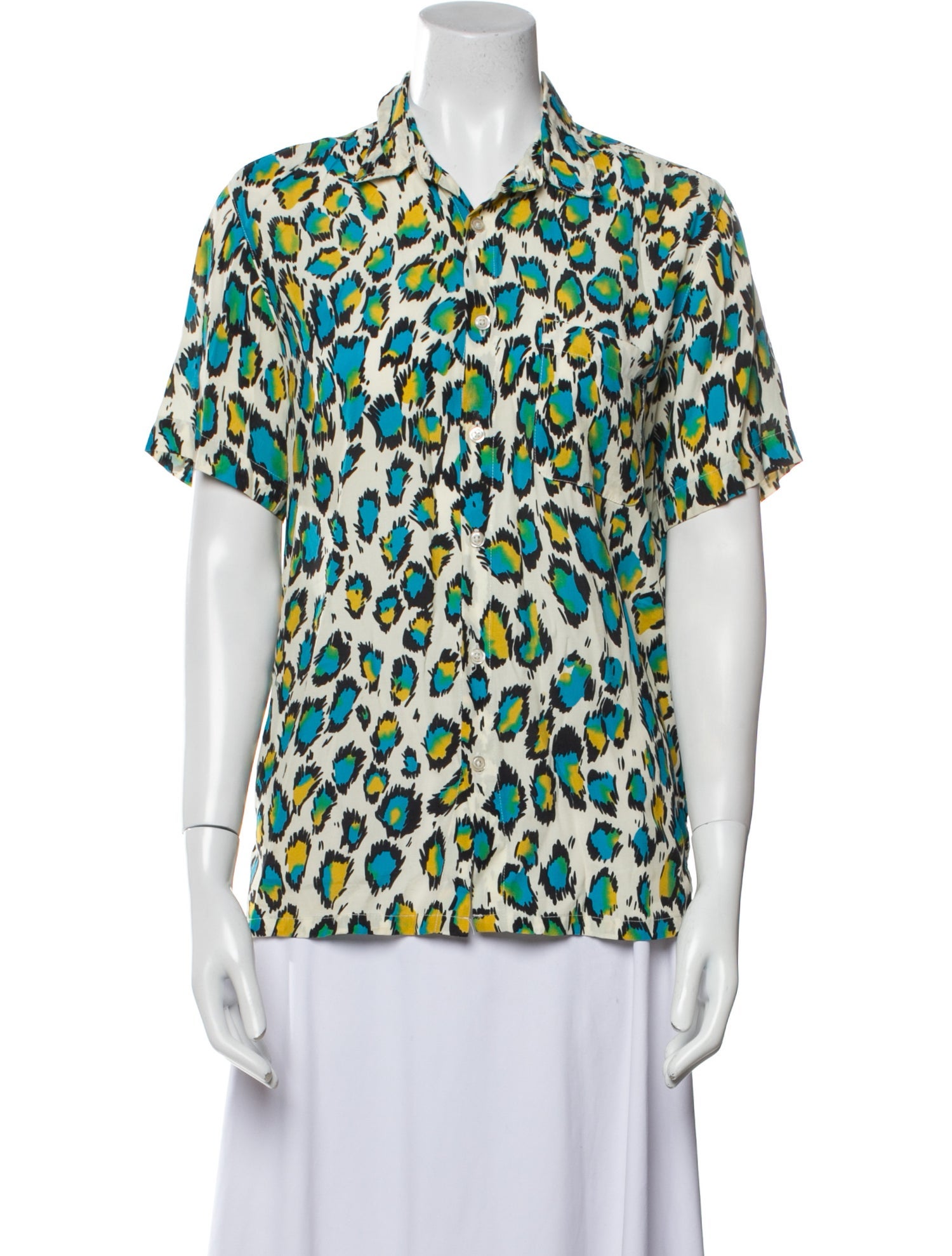 R13 2020 Printed Button-Up Top
