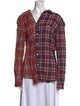 R13 Plaid Print Long Sleeve Button-Up Top