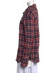 R13 Plaid Print Long Sleeve Button-Up Top