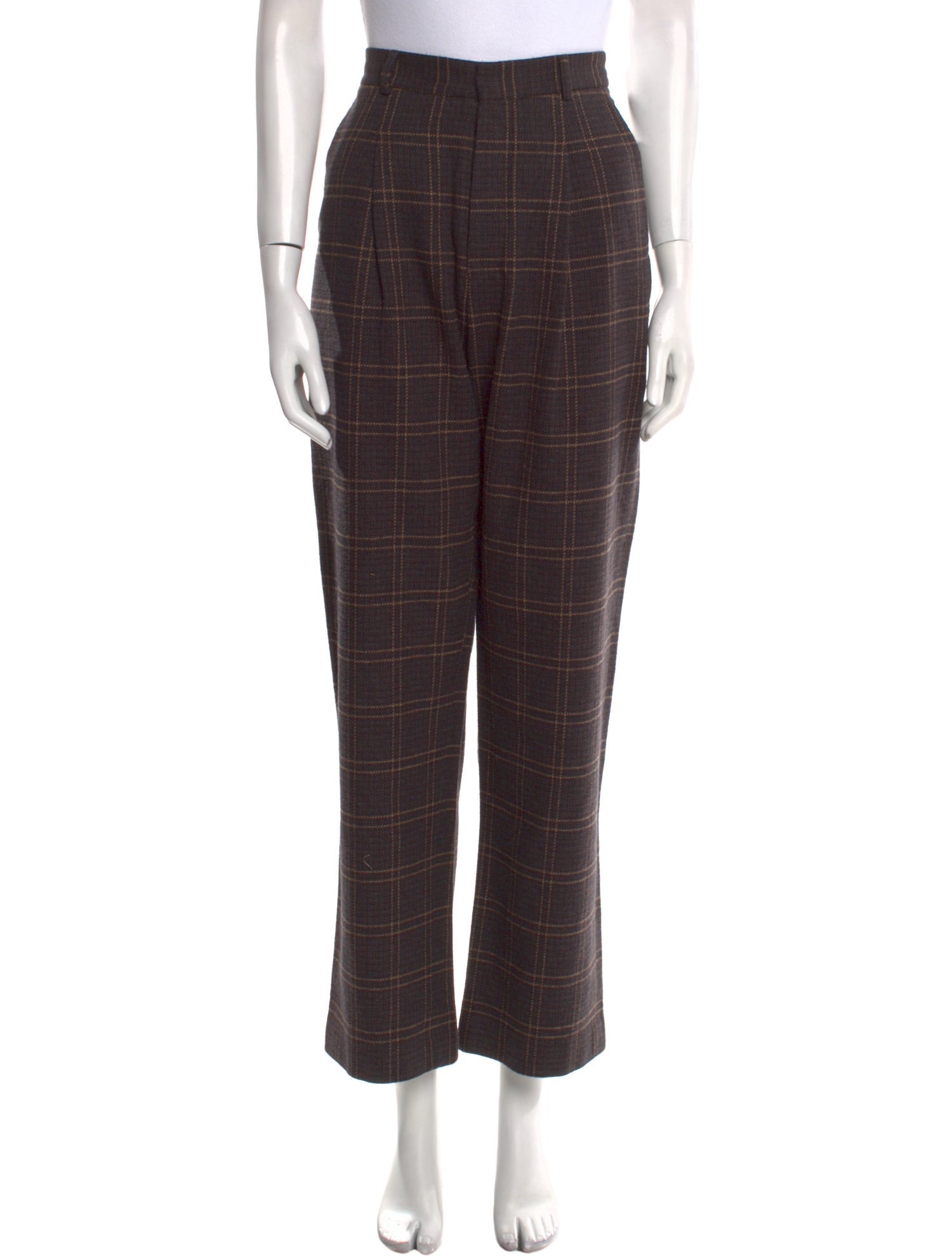 R13 Plaid Print Wide Leg Pants