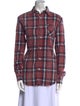 R13 Plaid Print Long Sleeve Button-Up Top