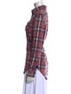 R13 Plaid Print Long Sleeve Button-Up Top