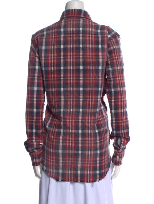 R13 Plaid Print Long Sleeve Button-Up Top