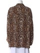 R13 Animal Print Cowl Neck Button-Up Top