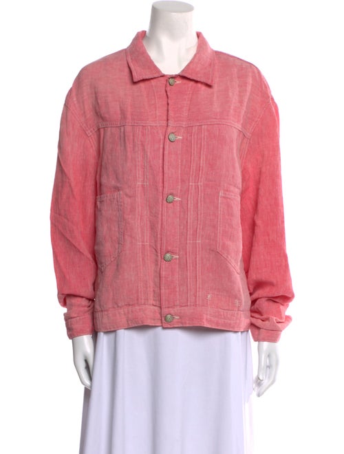 R13 Leather Long Sleeve Button-Up Top