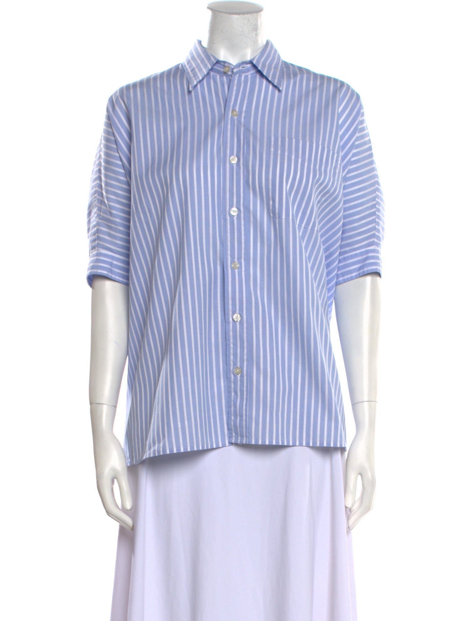 R13 Striped Short Sleeve Button-Up Top