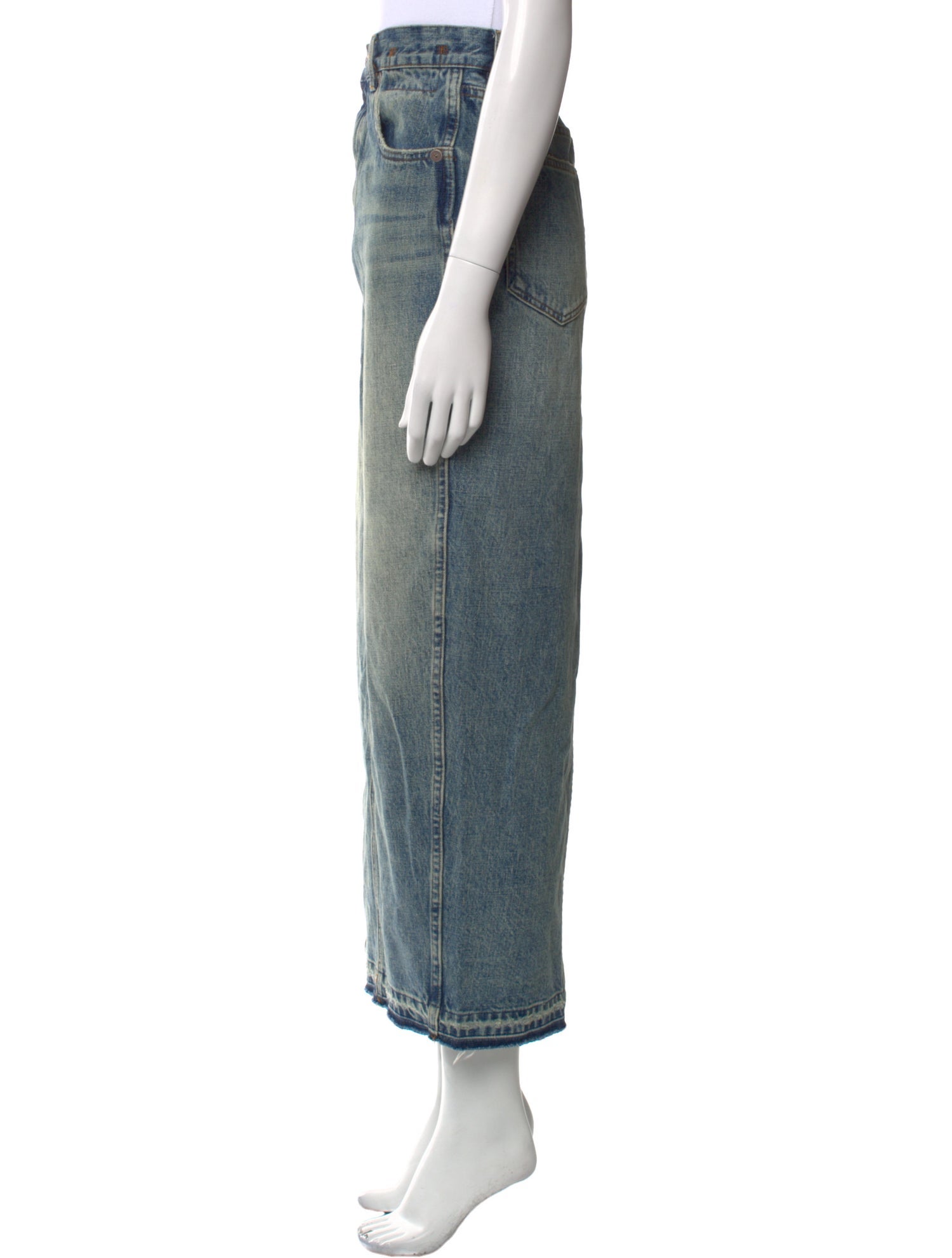 R13 Raw-Edge Trim Long Skirt