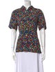 R13 Printed Short Sleeve Button-Up Top
