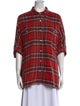 R13 Plaid Print Short Sleeve Button-Up Top