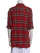 R13 Plaid Print Short Sleeve Button-Up Top
