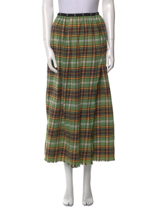 R13 Plaid Print Midi Length Skirt