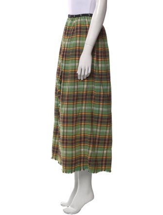 R13 Plaid Print Midi Length Skirt