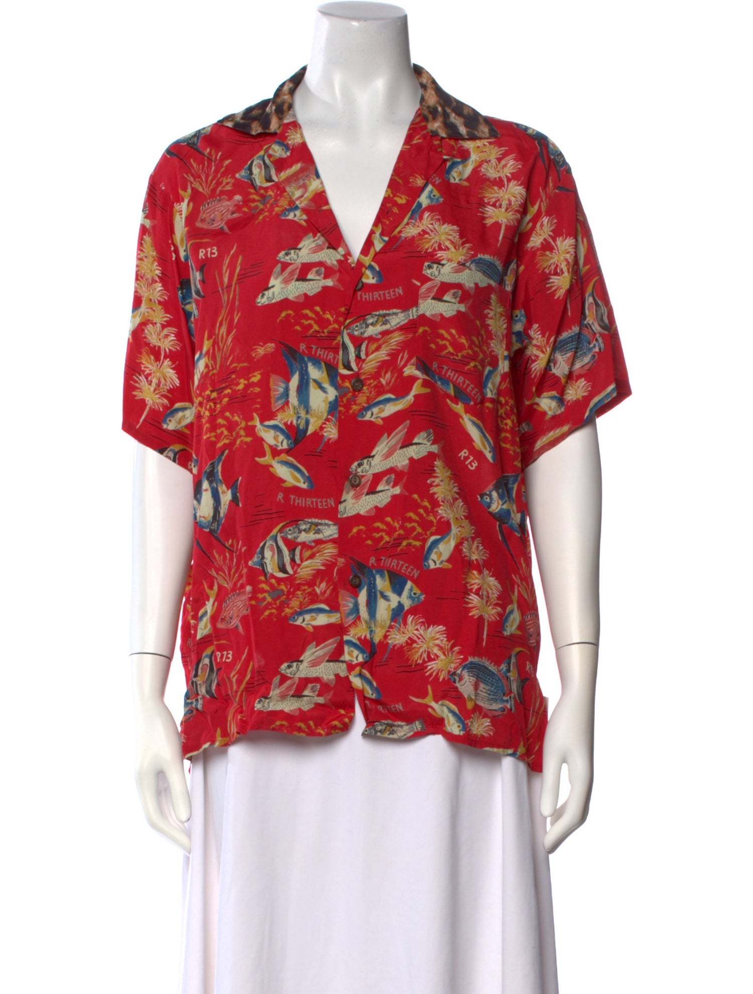 R13 Floral Print V-Neck Blouse