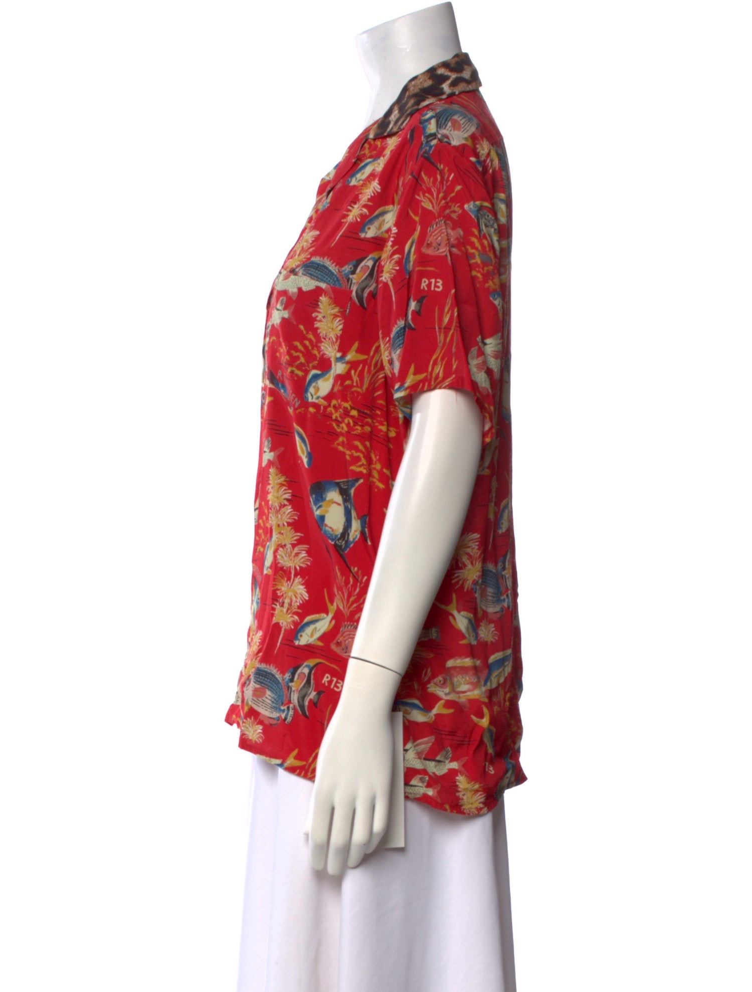 R13 Floral Print V-Neck Blouse