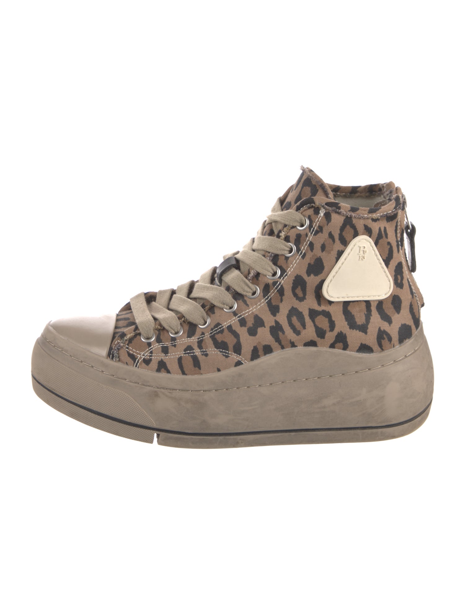 R13 Canvas Animal Print Wedge Sneakers