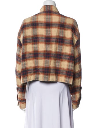 R13 Plaid Print Long Sleeve Button-Up Top