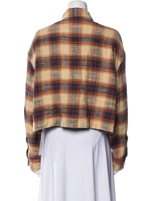R13 Plaid Print Long Sleeve Button-Up Top