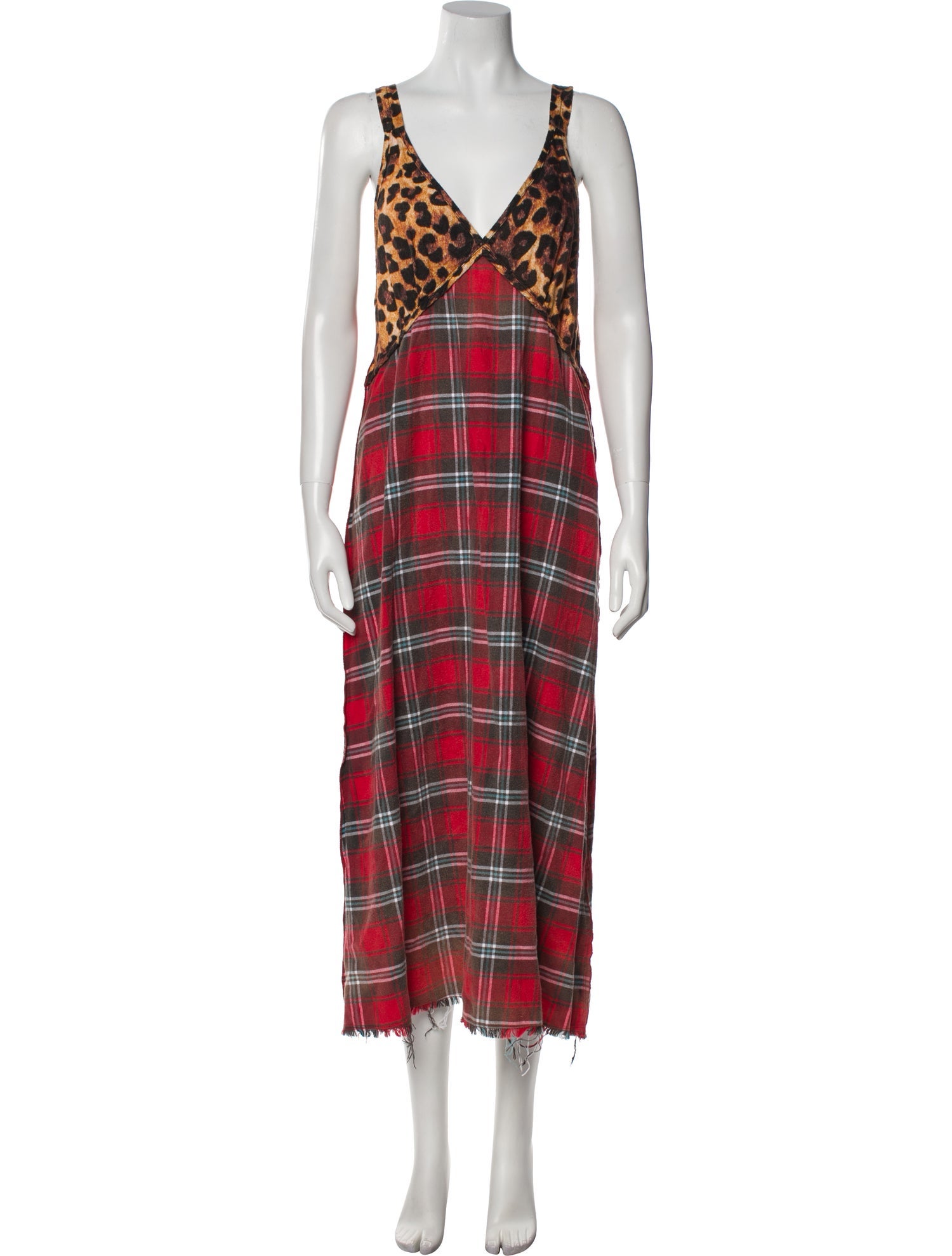 R13 Plaid Print Long Dress
