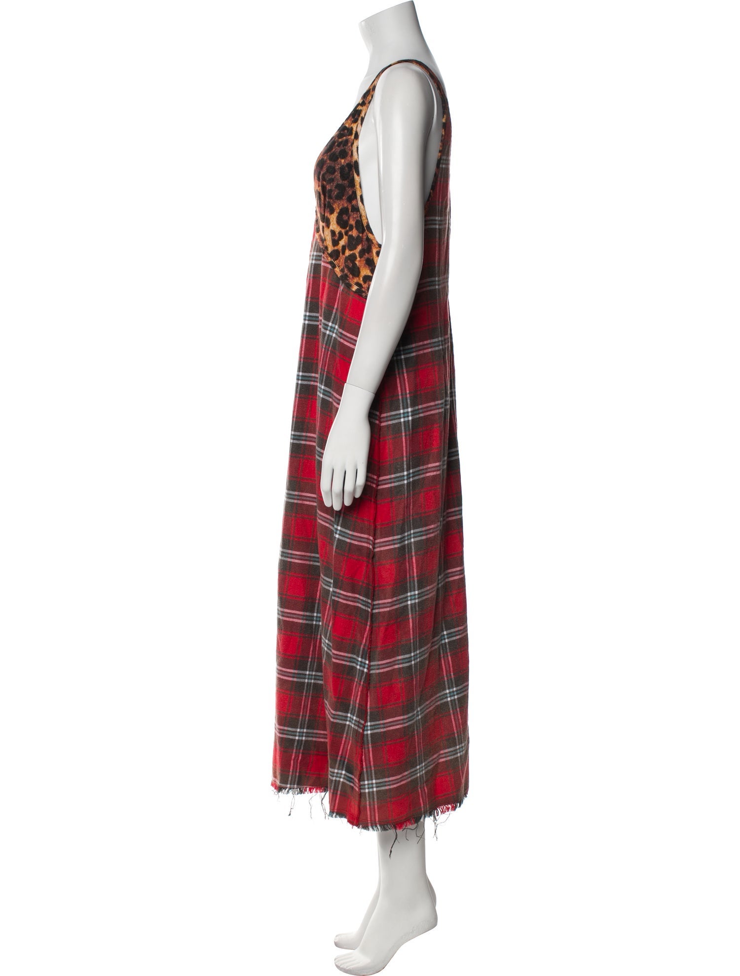 R13 Plaid Print Long Dress