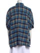 R13 Plaid Print Short Sleeve Button-Up Top