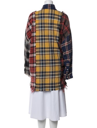 R13 Plaid Print Long Sleeve Button-Up Top