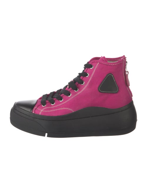 R13 Canvas Colorblock Pattern Wedge Sneakers