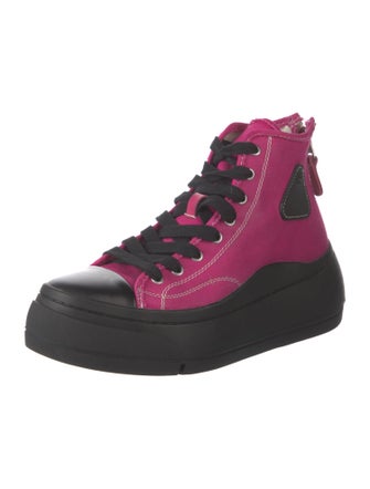 R13 Canvas Colorblock Pattern Wedge Sneakers
