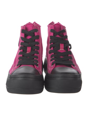 R13 Canvas Colorblock Pattern Wedge Sneakers