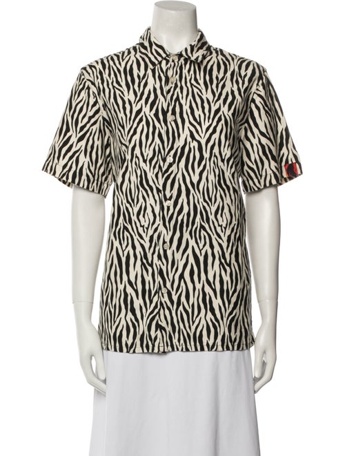 R13 Animal Print Short Sleeve Button-Up Top