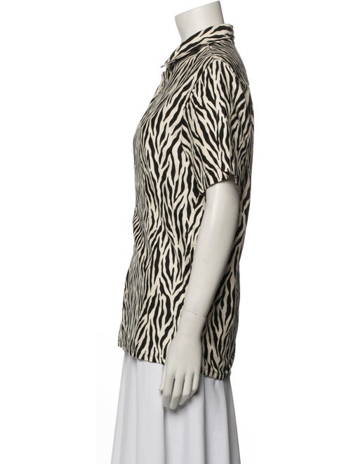 R13 Animal Print Short Sleeve Button-Up Top