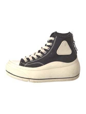 R13 Canvas Colorblock Pattern Wedge Sneakers